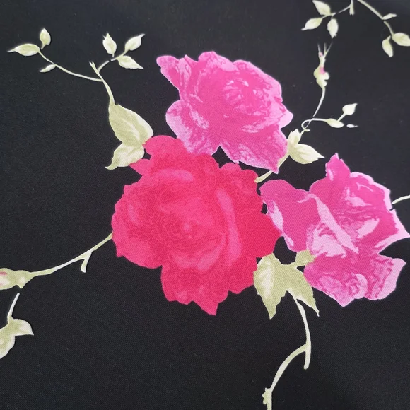 Betsey Johnson Black Midi Dress with Hot Pink Floral Print - Picture 2 of 5